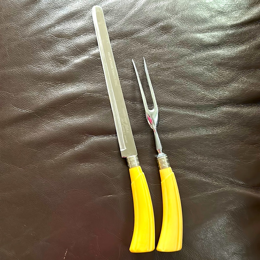 Vintage Bakelite Set Of Two Sheffield Serving Fork And Knife
